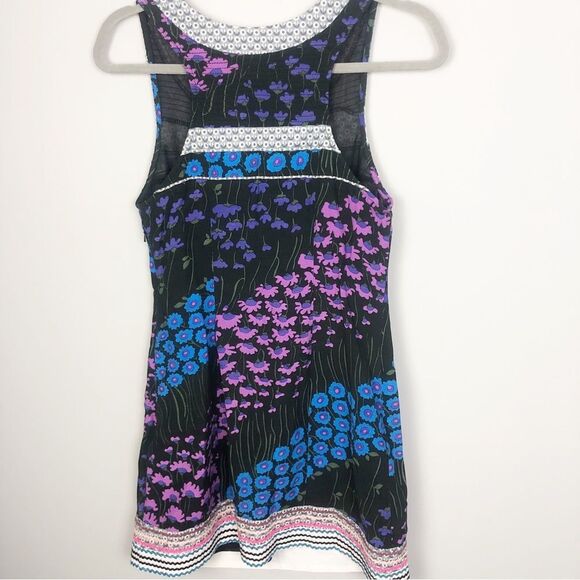 FREE PEOPLE | Floral Black Blue Purple Dress Multicolor Trim Women’s Size 0 - Picture 10 of 11